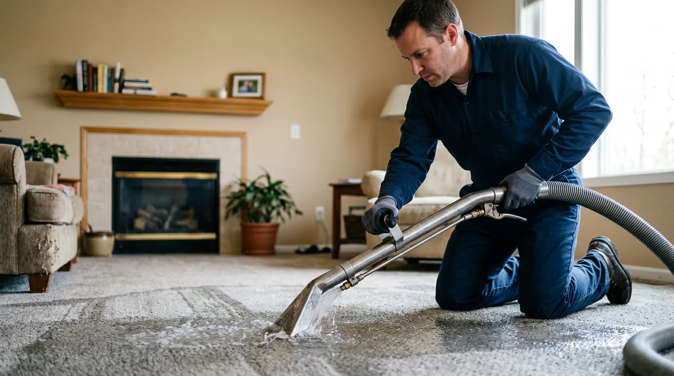 Water damage restoration technician working near Orange Cove, CA